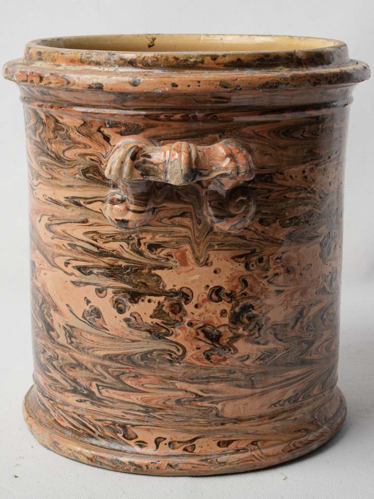 Late 19th-Century French Jaspé Glazed Terracotta Confit Pot - 11"