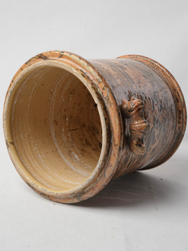 Late 19th-Century French Jaspé Glazed Terracotta Confit Pot - 11"