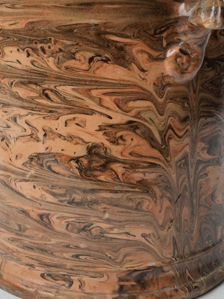 Late 19th-Century French Jaspé Glazed Terracotta Confit Pot - 11"