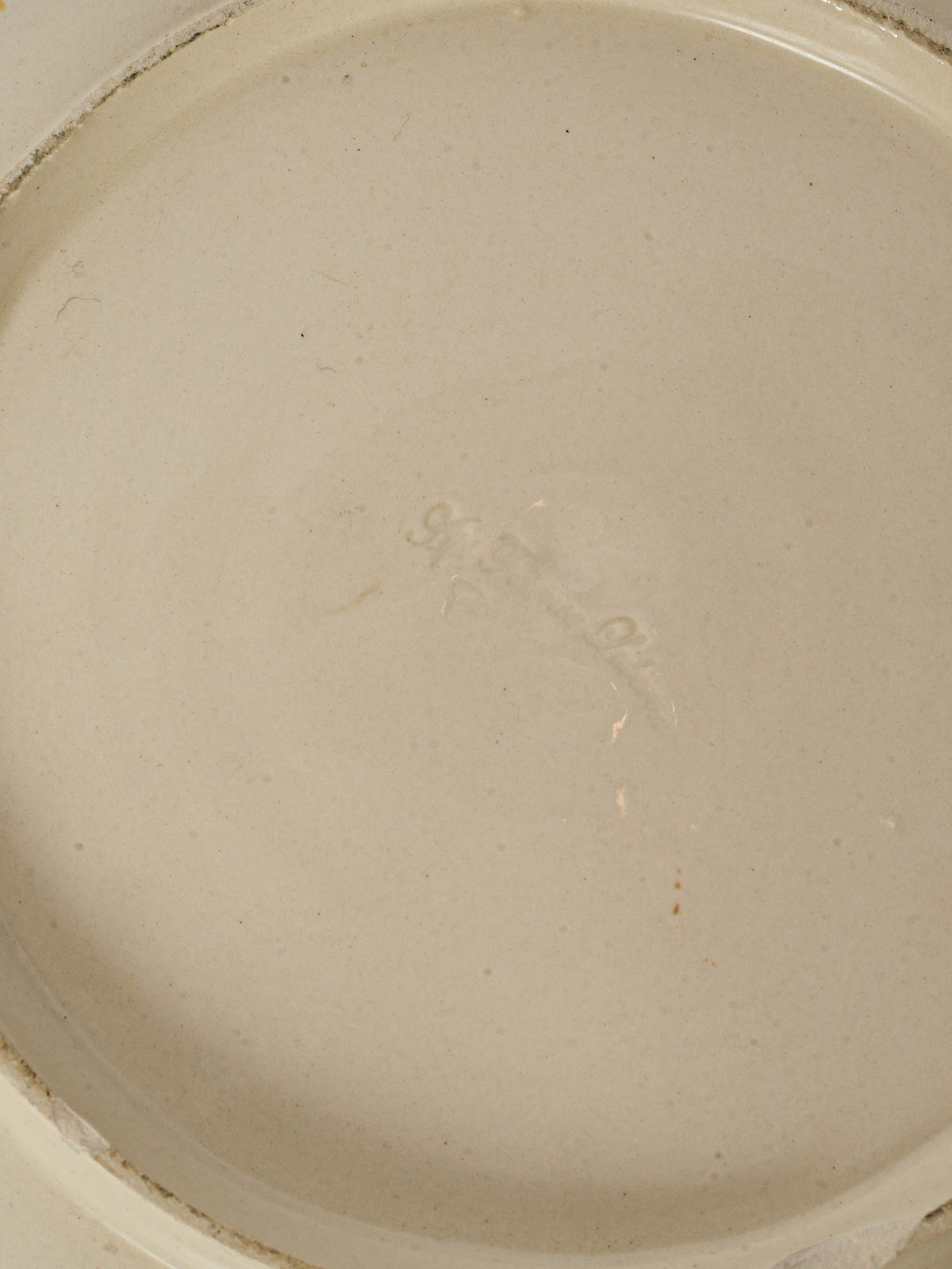 Large Vintage French Faience Salad Bowl with Scalloped Rim 11"