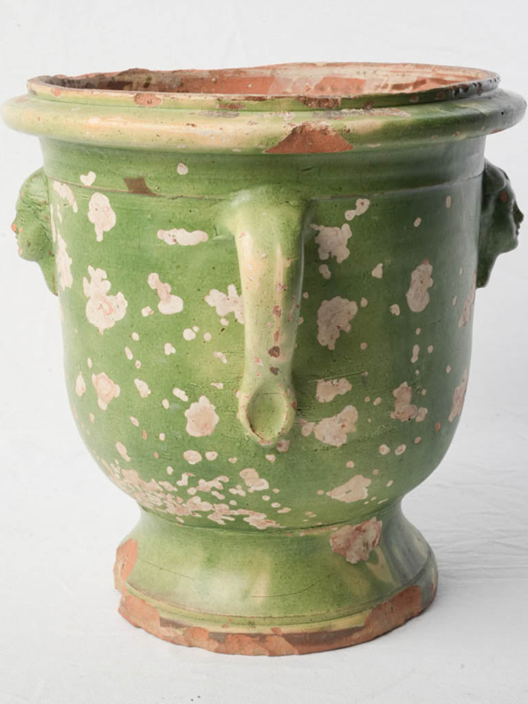 Aged green-glazed baluster urn