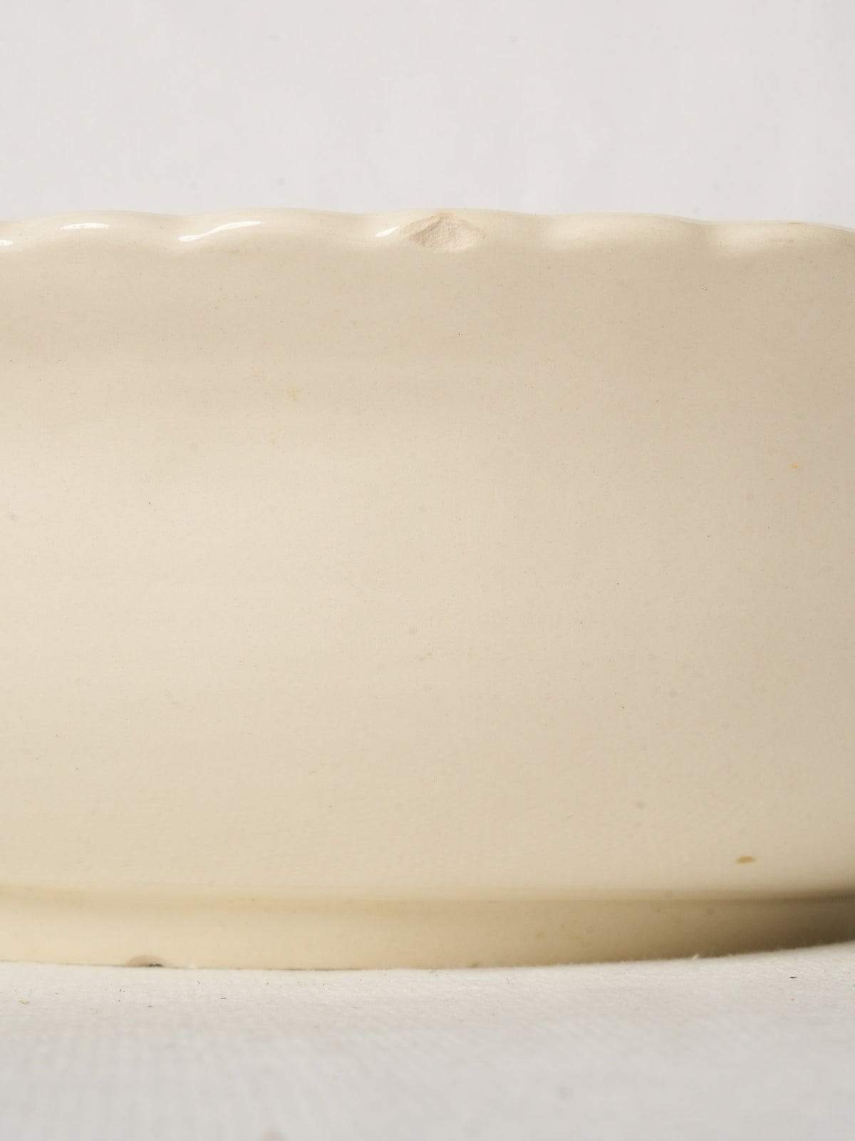 Large Vintage French Faience Salad Bowl with Scalloped Rim 11"