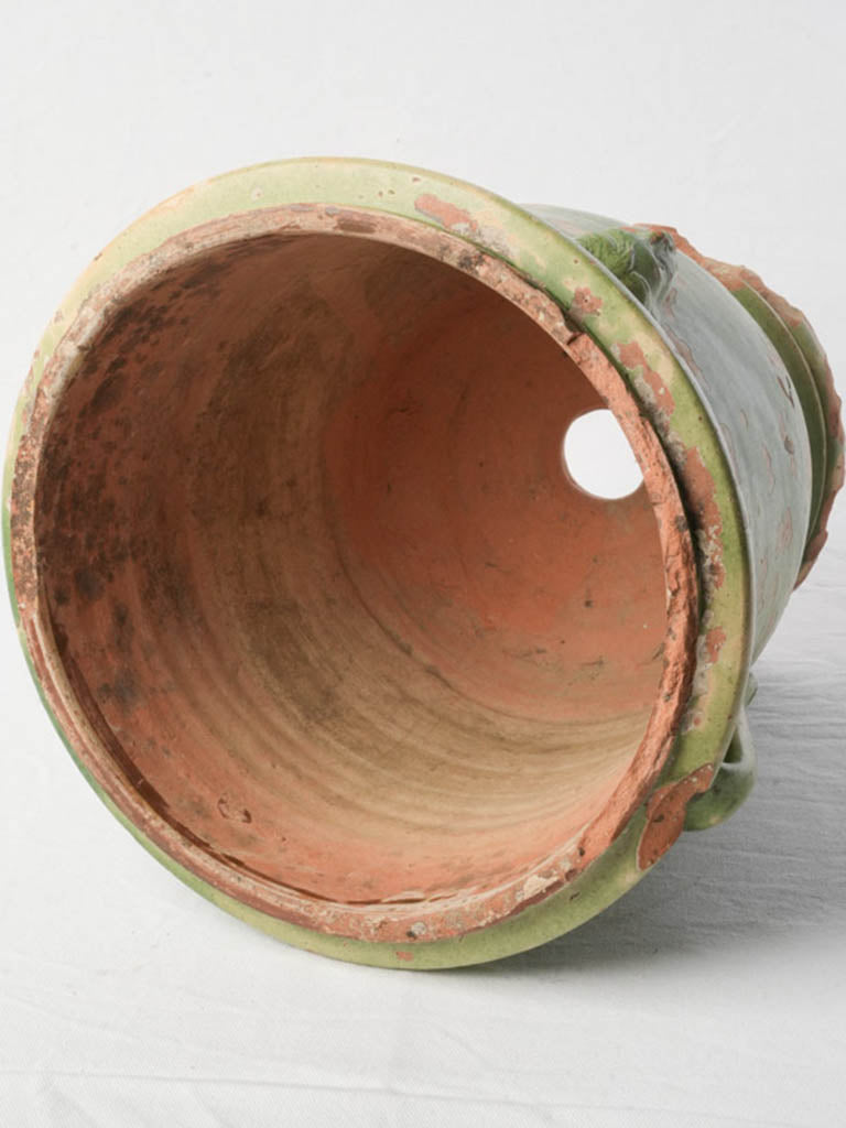 Patina-rich glazed terracotta vase