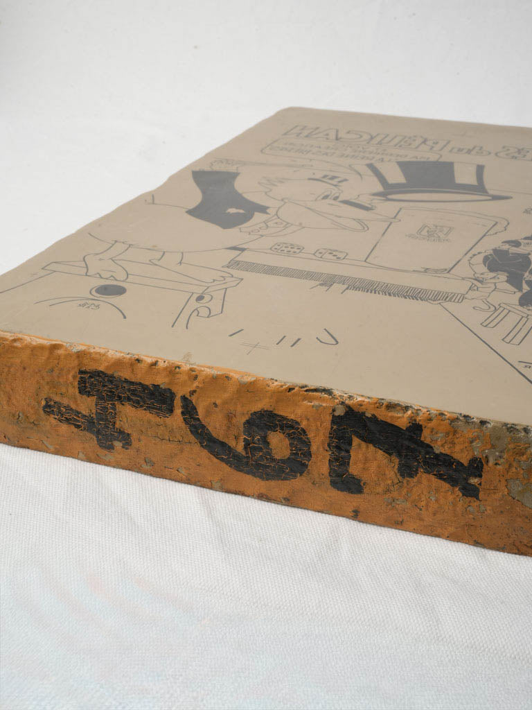 Engraved humorous tavern scene stone