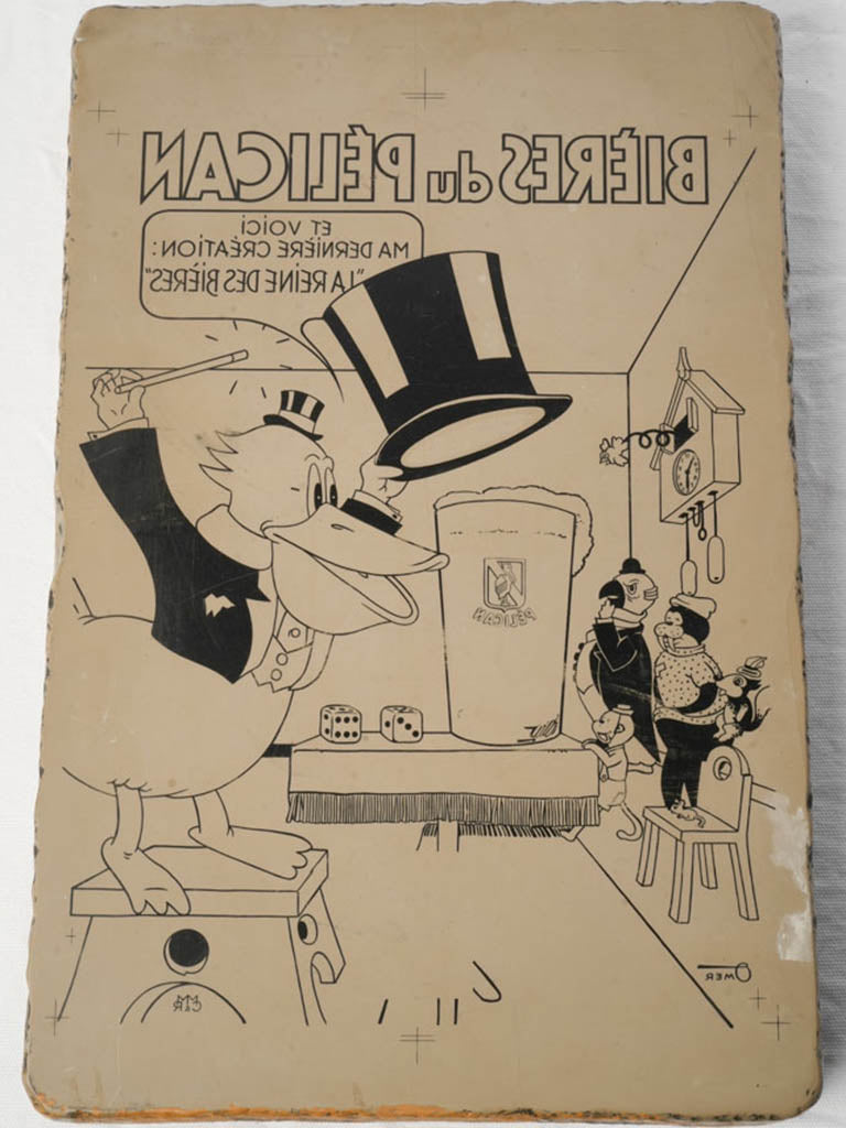 Antique lithography advertising stone