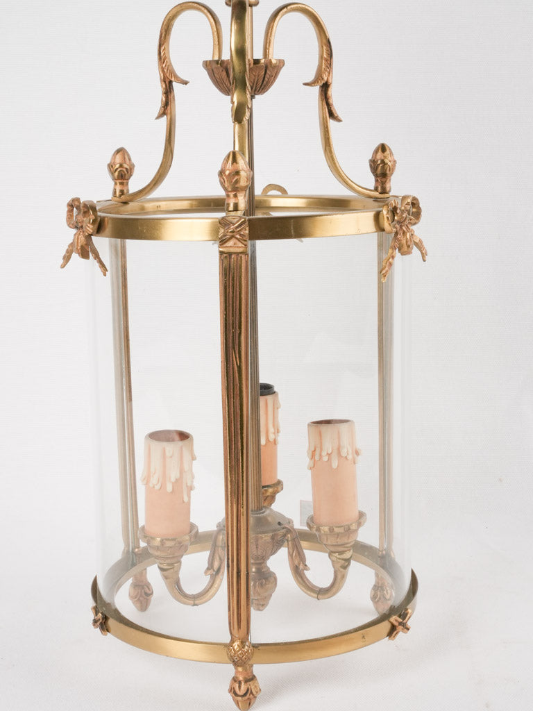 Aged bronze three-light lantern