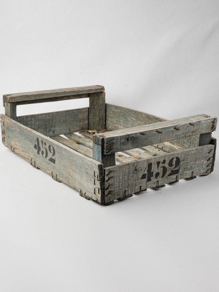 Vintage French slatted wood crate  