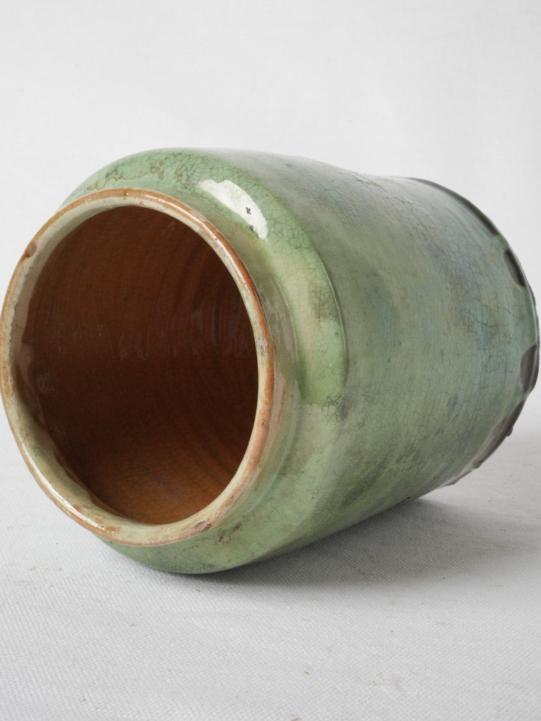 Collectible French pottery green glazed vase