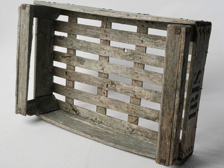 Soulful timeworn French wooden crate  