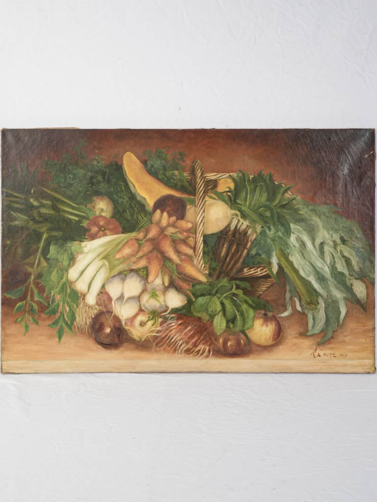 Antique earthy canvas still life