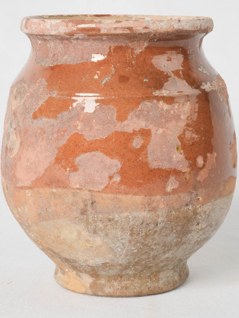Timeworn French glazed terracotta confit pot