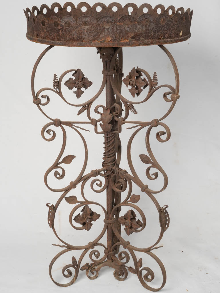 cast iron plant pot holders 19th-Century French Wrought Iron Planter Stand with Scroll and Floral