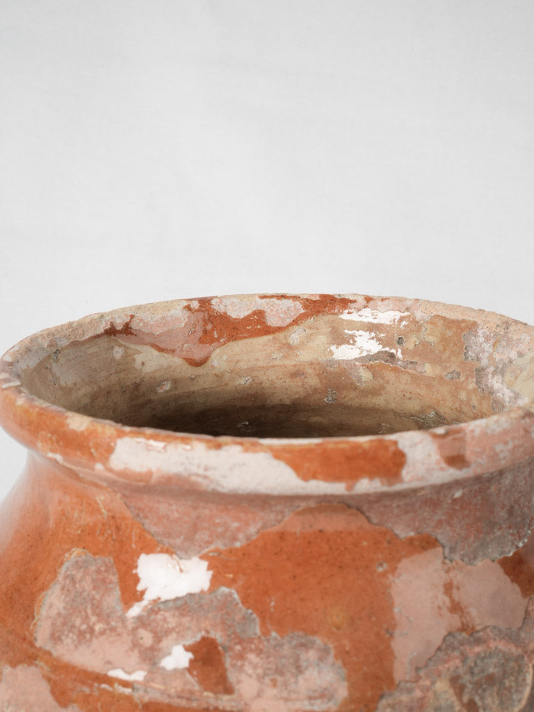 Weathered ochre French petit confit pot