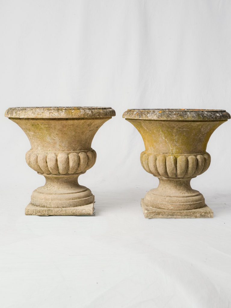 Aged French estate urns