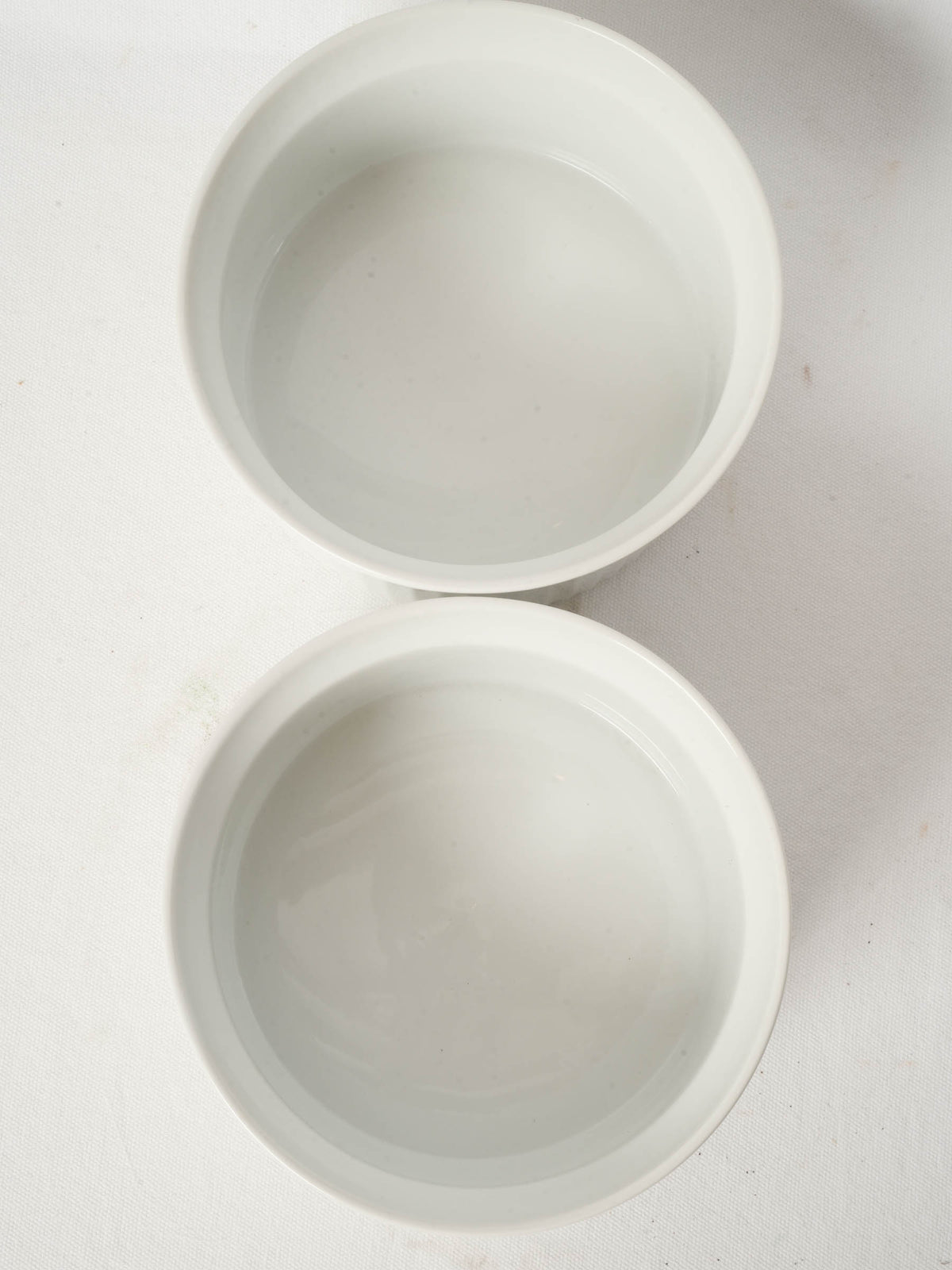 Classic Pair of French White Porcelain Soufflé Dishes