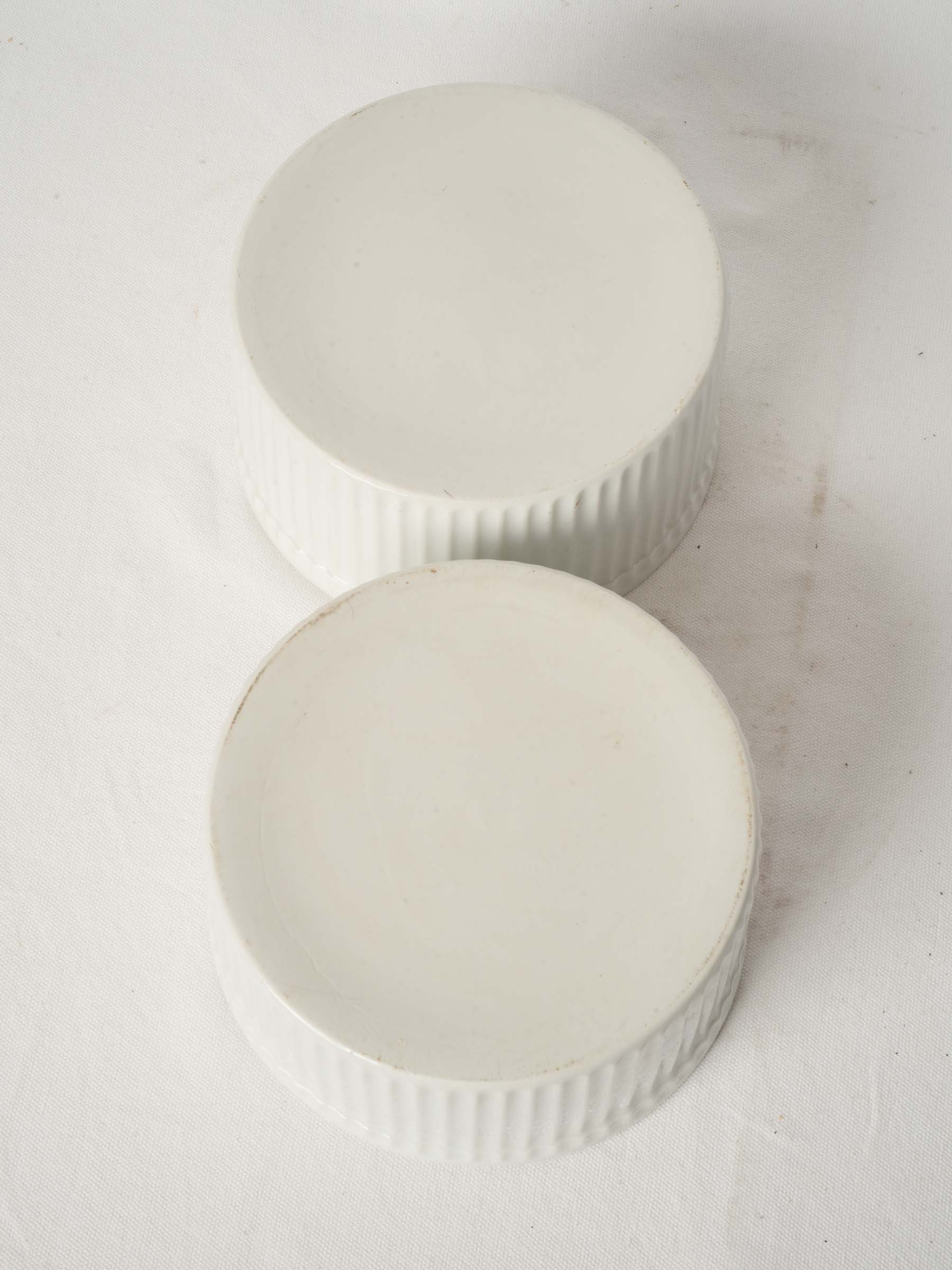 Classic Pair of French White Porcelain Soufflé Dishes