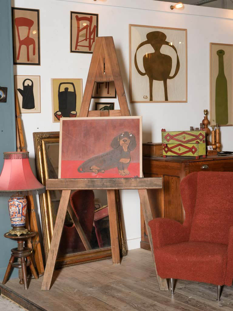 Expressive dachshund art piece.