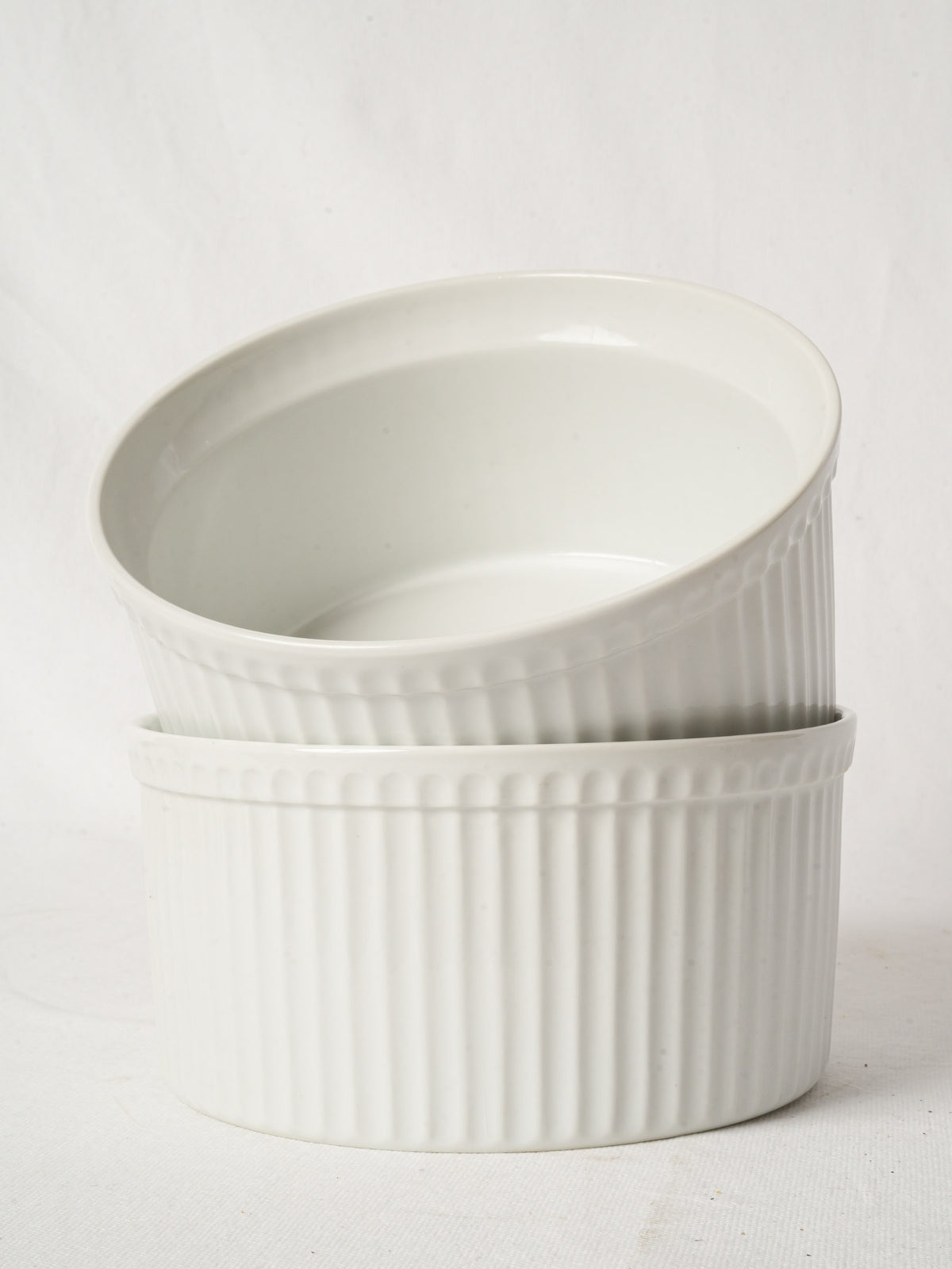 Classic Pair of French White Porcelain Soufflé Dishes