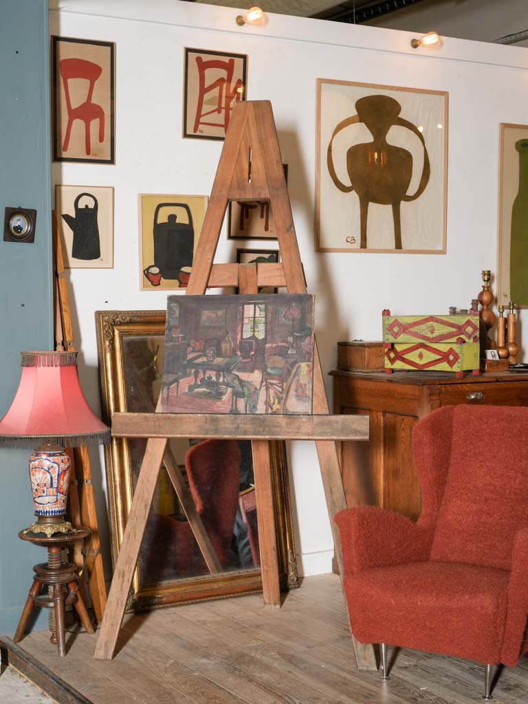 Vintage, russet-toned canvas artwork