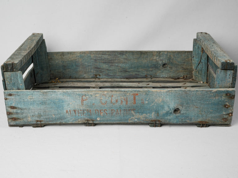 Coastal blue patina wooden crate  