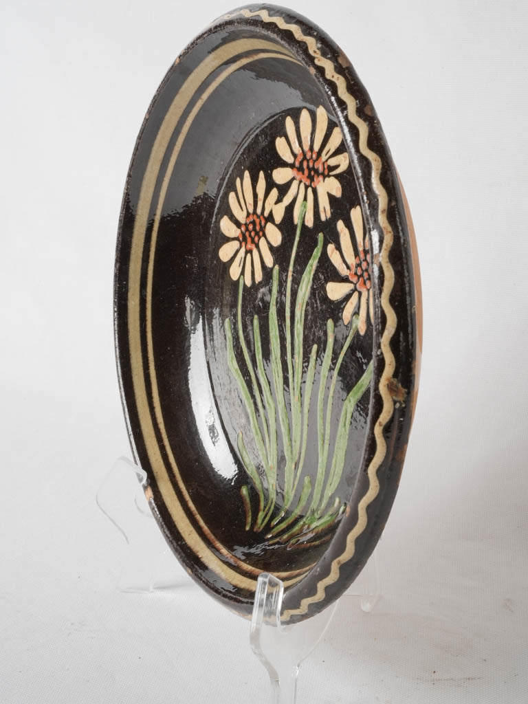Savoyard vintage black glazed serving plate