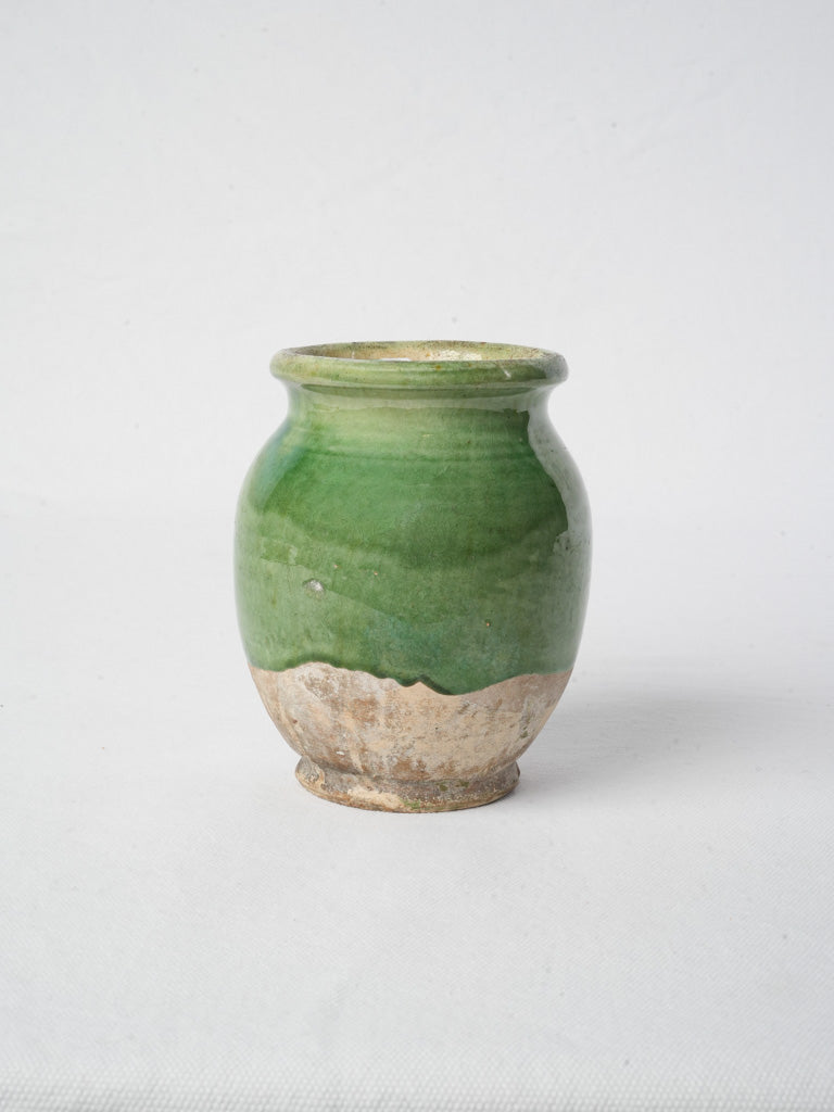 Rustic French green-glazed pottery