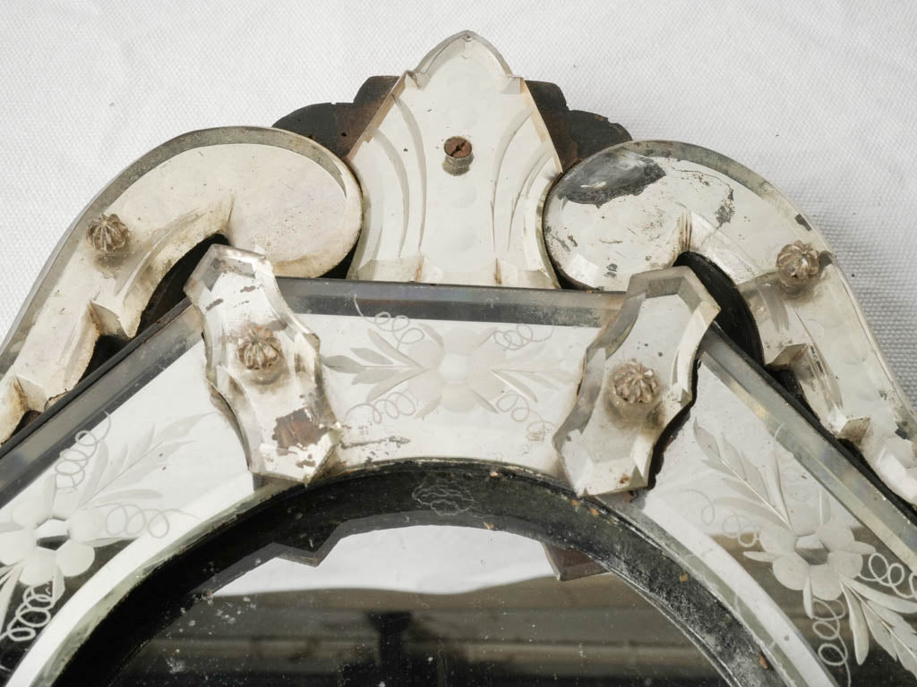 Elegant antique mirror, aged finish