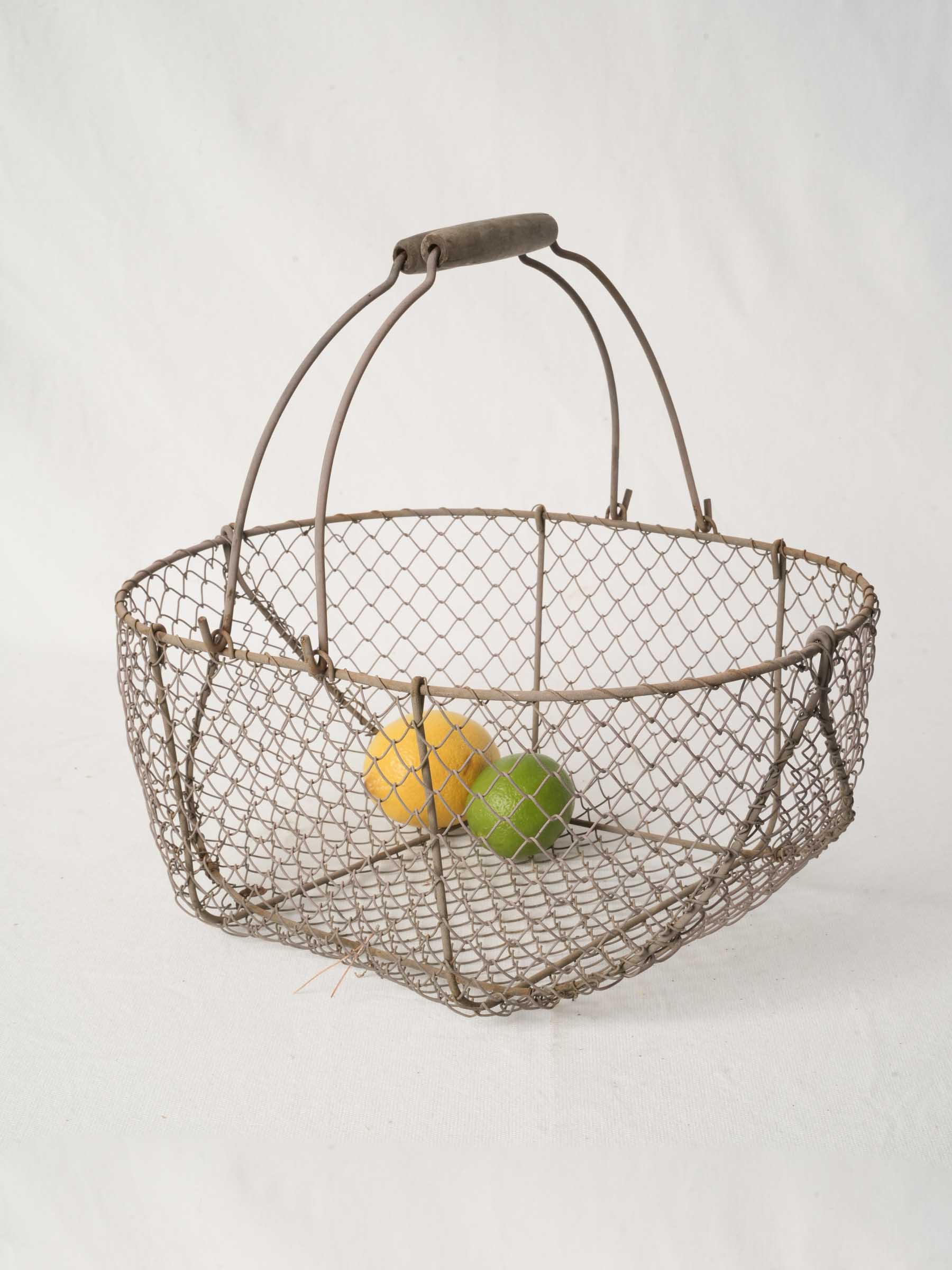 Antique French Wire Basket with Twin Handles