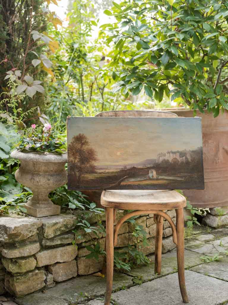 Idyllic stone bridge landscape artwork