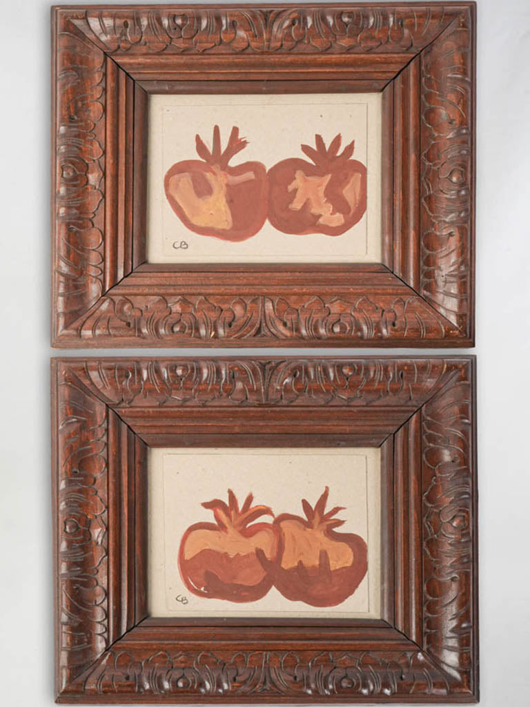 Antique framed contemporary paintings pair