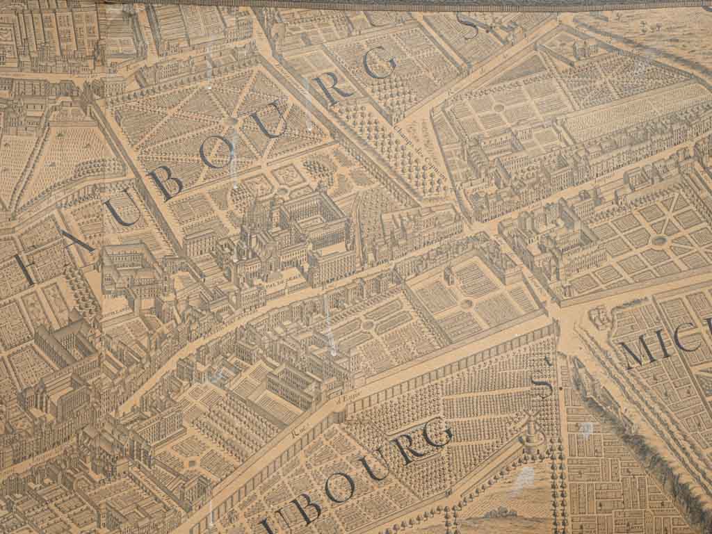 Weathered Turgot Map Engraving