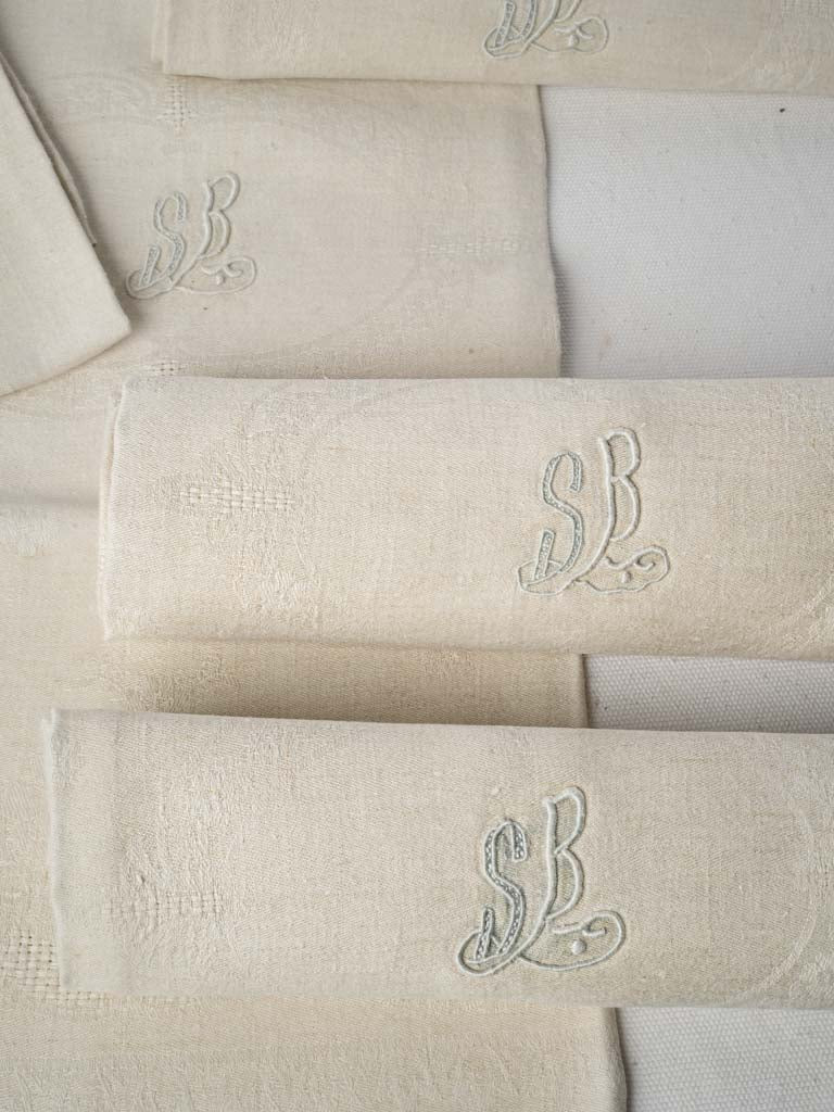 Softly textured antique linen pieces