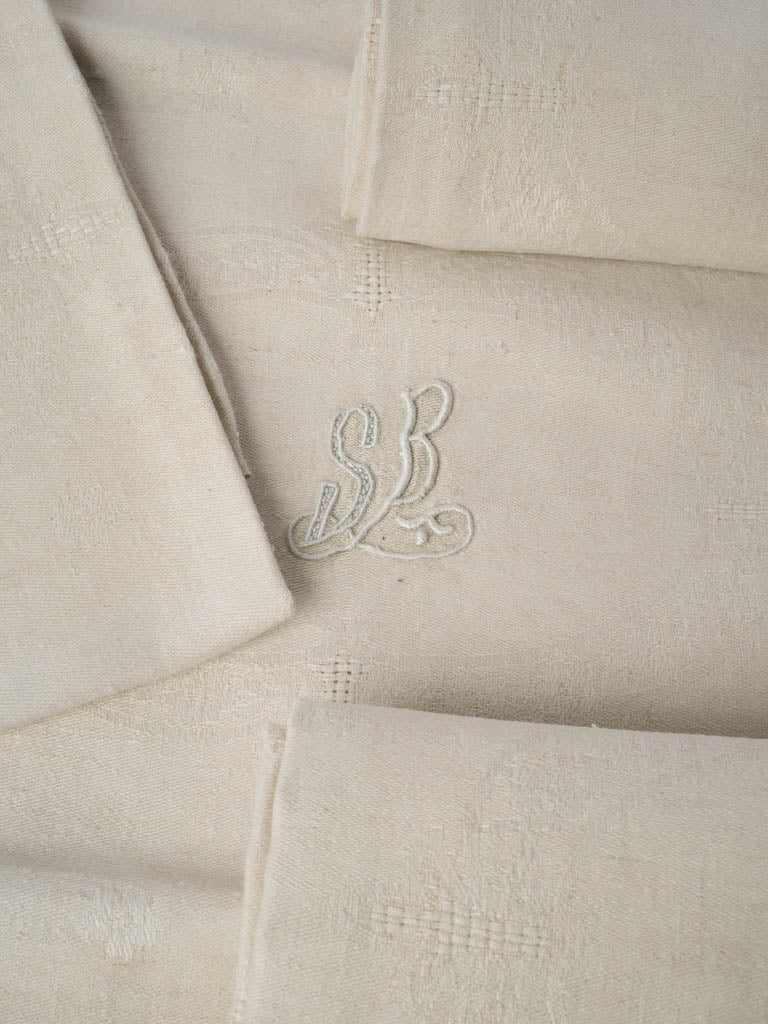 Delicate detailed French damask napkins