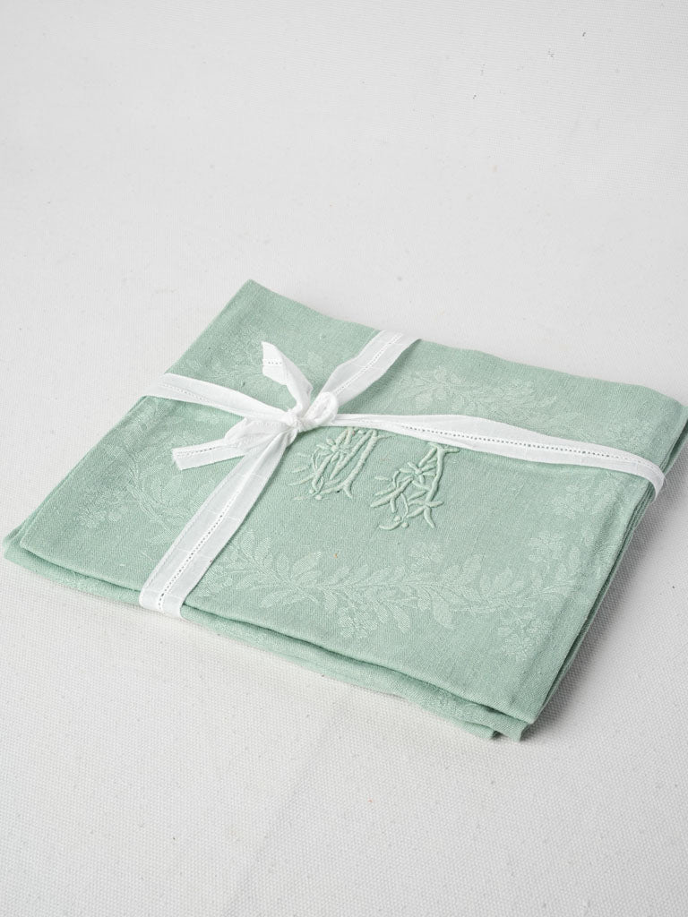 Antique French linen napkin set