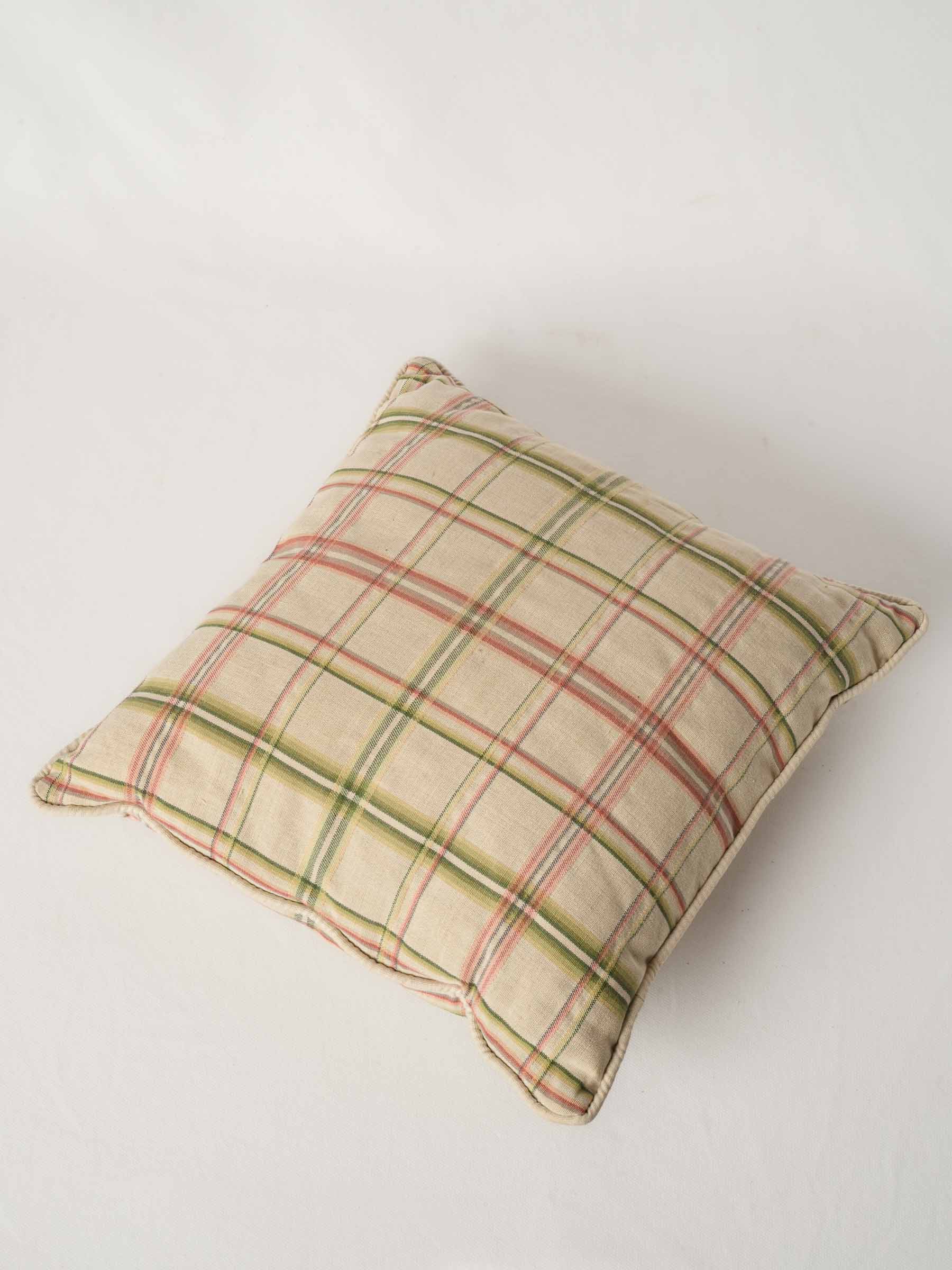 Pair of French Checked Cotton Pillows from Chanteduc Provence