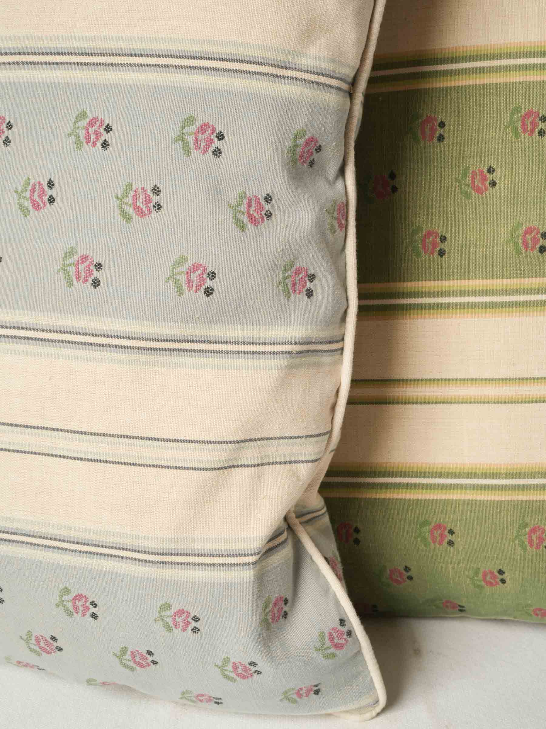 Bespoke Pillow and Bedspread Set - Pink Blue and Green Striped