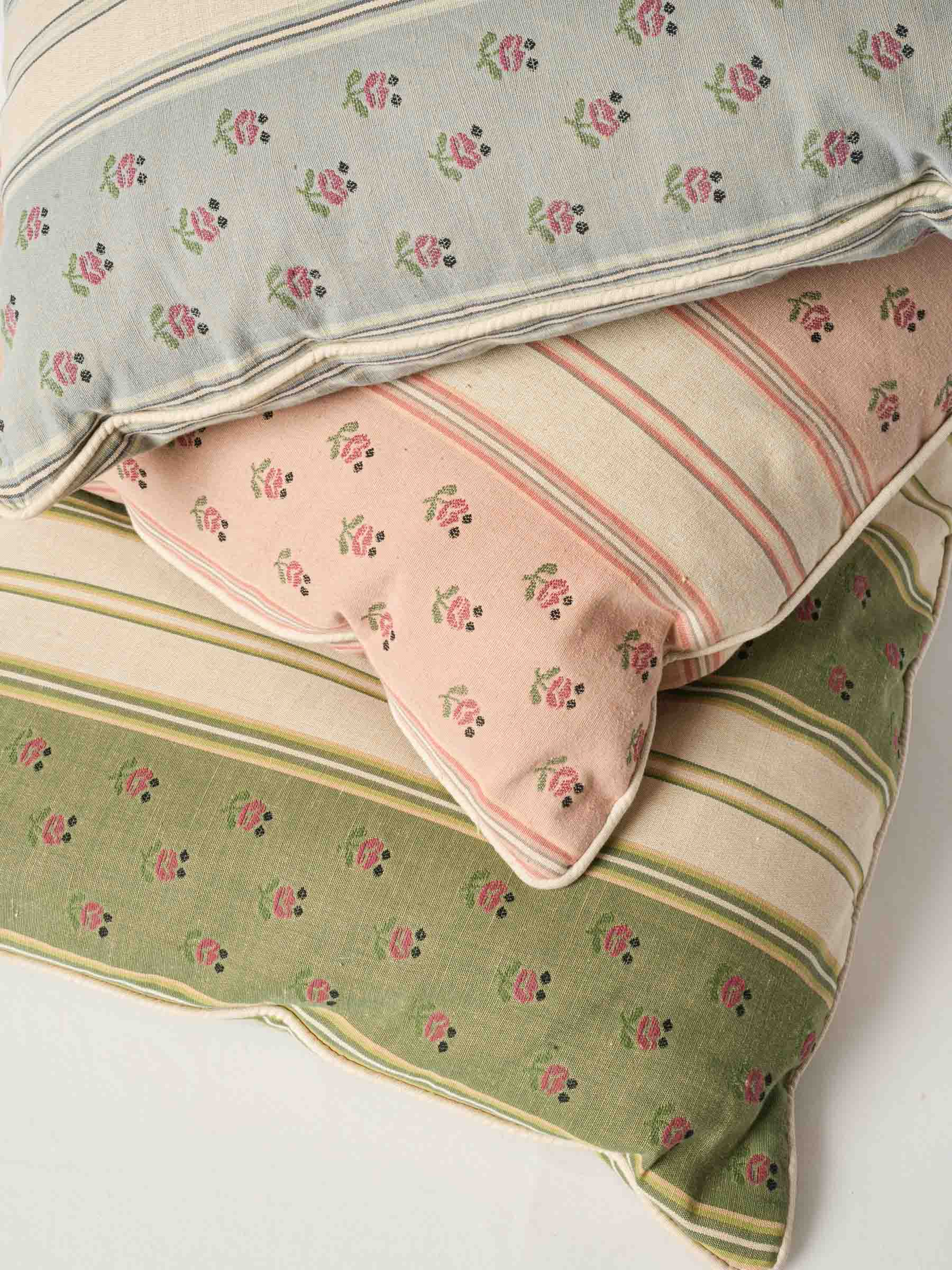Bespoke Pillow and Bedspread Set - Pink Blue and Green Striped