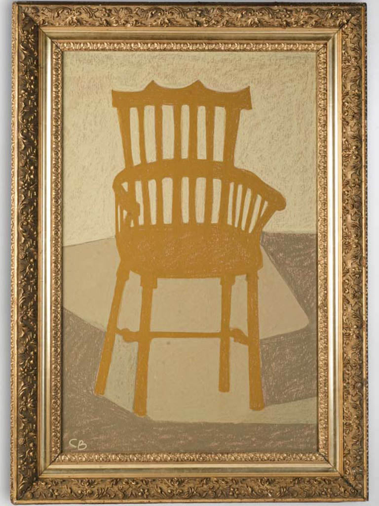 Large-Scale Chair Portrait by Caroline Beauzon in Giltwood Frame - 48½" x 35"