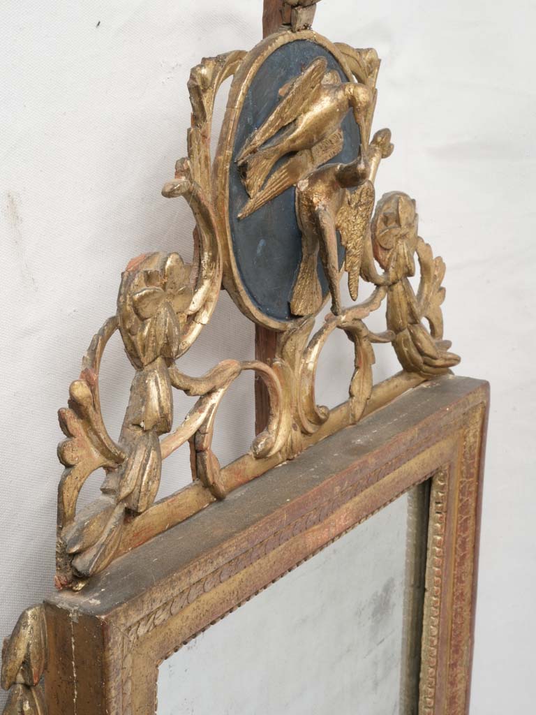 Neoclassical French Marriage Mirror w/ Dove Medallion c. 1790–1820 - 42½" x 20¾"