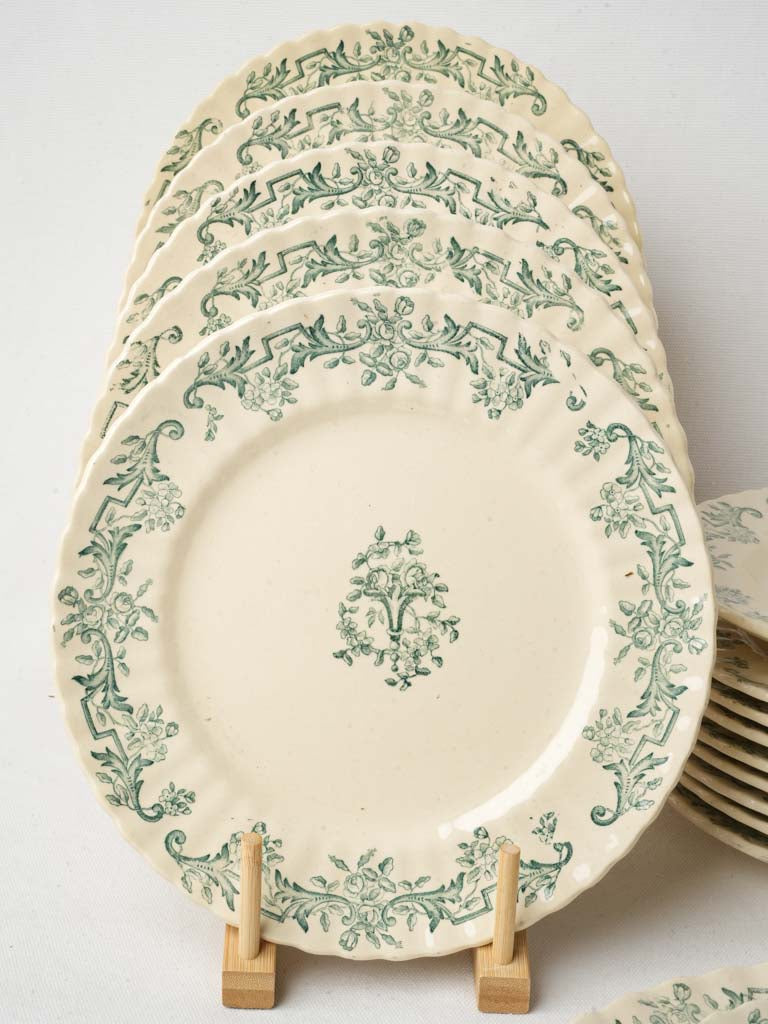Detailed green floral plates