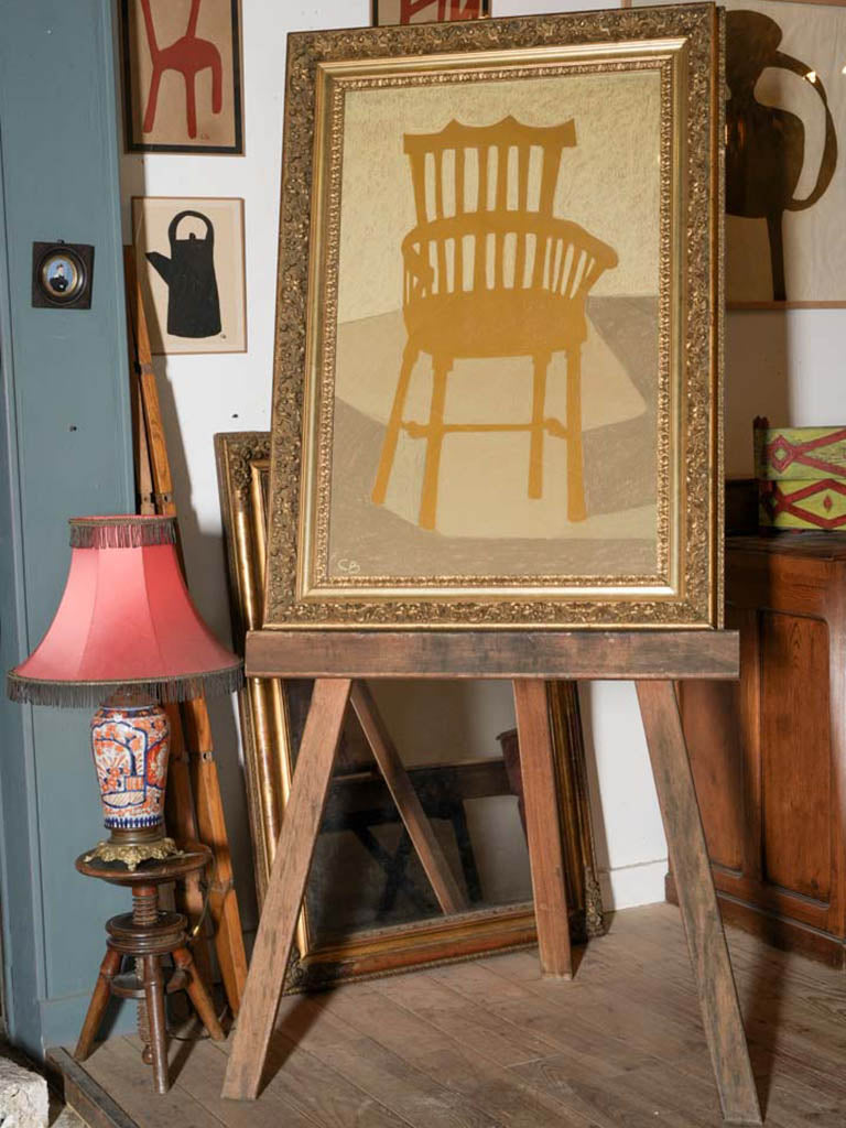 Large-Scale Chair Portrait by Caroline Beauzon in Giltwood Frame - 48½" x 35"