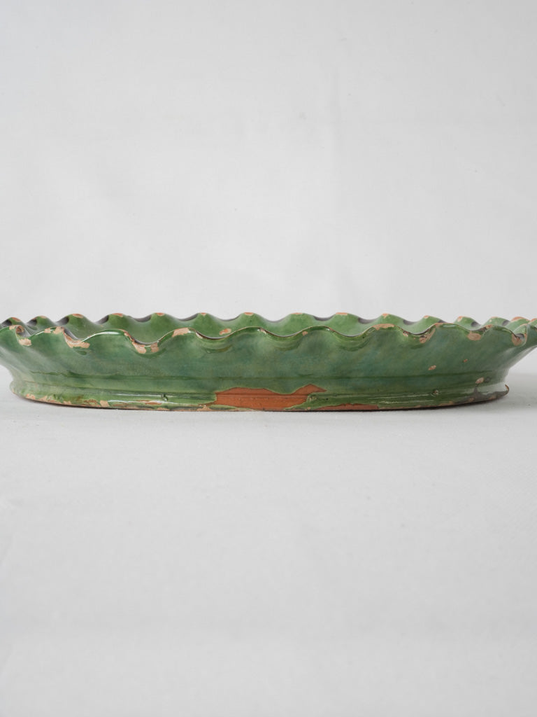 Weathered green glaze terracotta tart pan