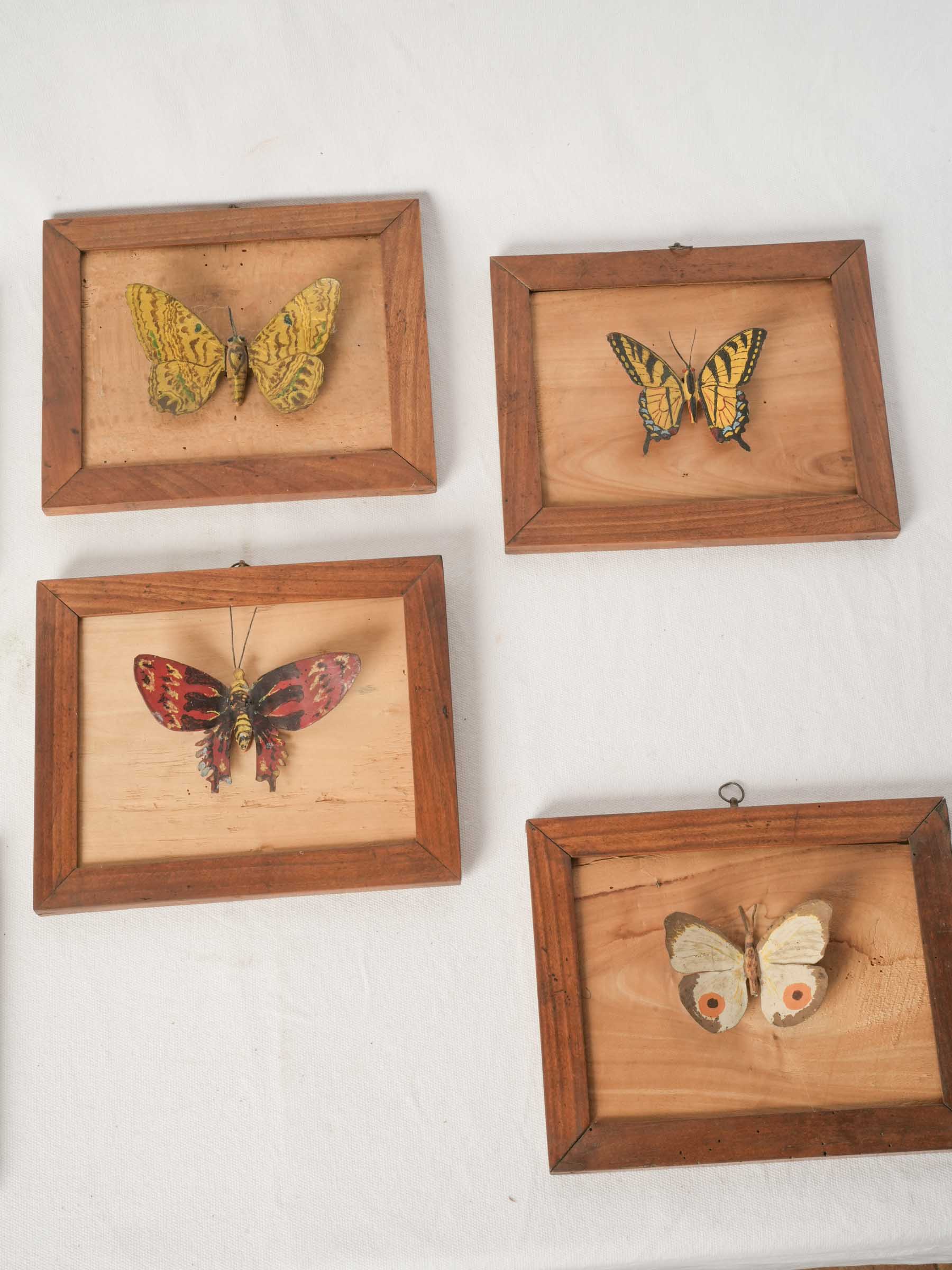 Set of Six Vintage Framed Metal Butterfly Sculptures 9½" x 8"