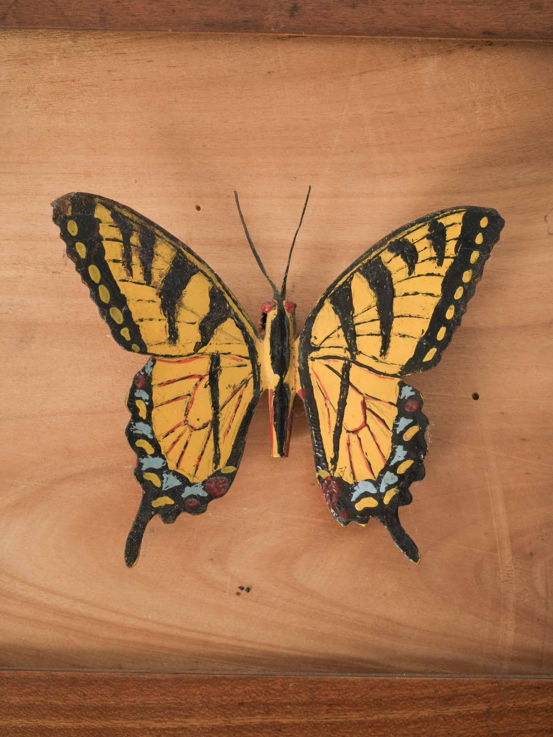 Set of Six Vintage Framed Metal Butterfly Sculptures 9½" x 8"