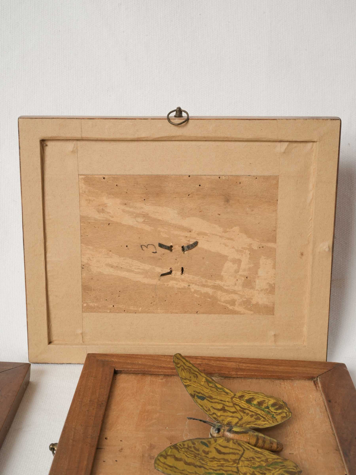 Set of Six Vintage Framed Metal Butterfly Sculptures 9½" x 8"