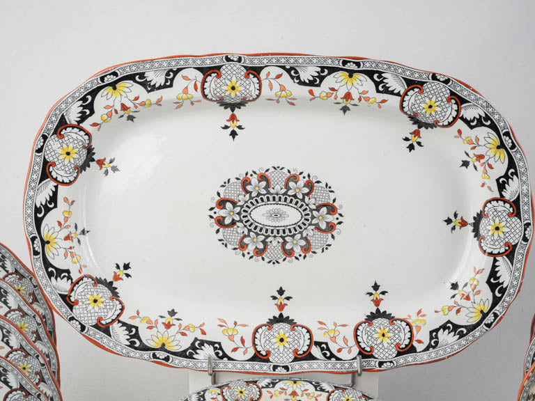 Classic Red-Accented Ceramic Plates