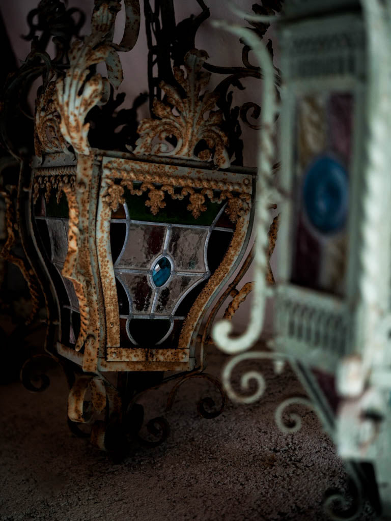 Decorative, timeless stained glass lantern