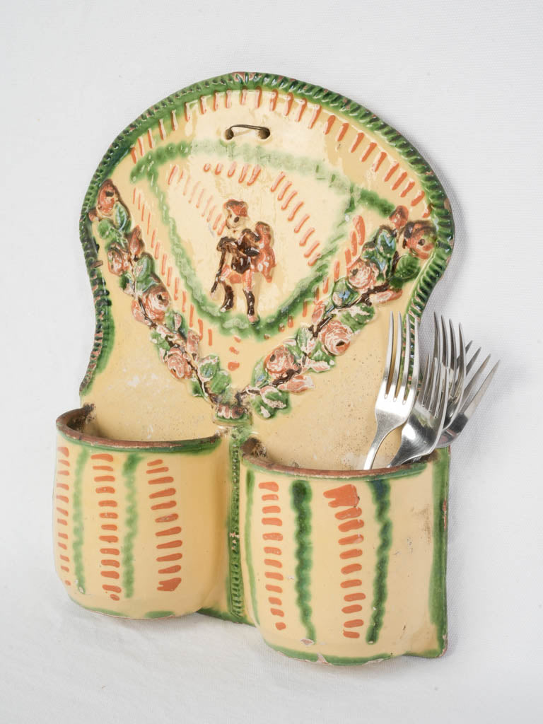 Earthenware floral decorated cutlery holder