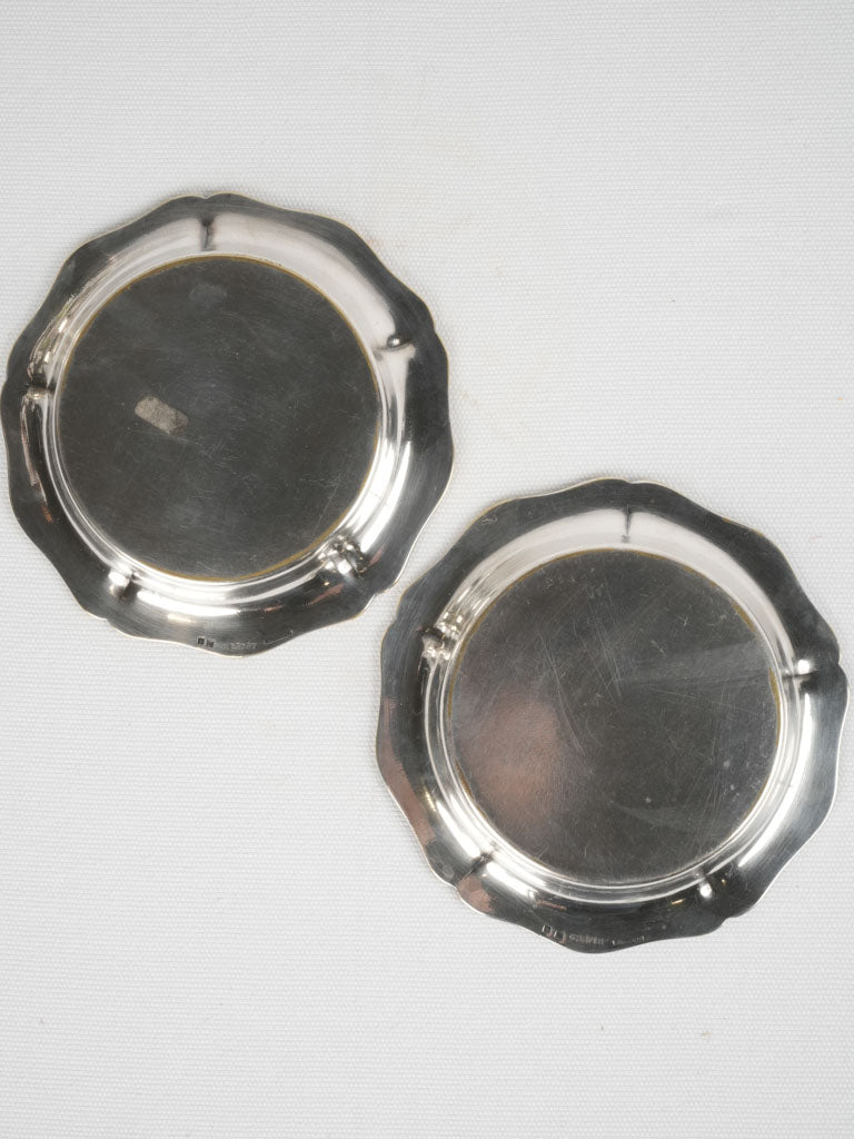 Antique French Christofle wine bottle coasters with RJC monogram - pair