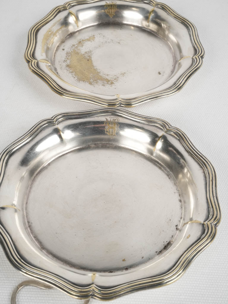 Antique French Christofle wine bottle coasters with RJC monogram - pair